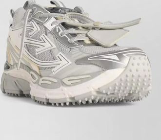 Off-white mesh panel sneakers pull tab reflective