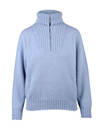 PESERICO Lam&eacute; Knit Turtleneck Sweater with Front Zip and Ribbed Details
