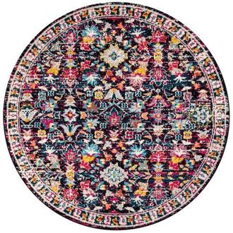 Jonathan Y Designs Modern Persian Boho Floral Round Area Rug in Multi/purple at Nordstrom, Size 5Ft 0In X 5Ft 0In