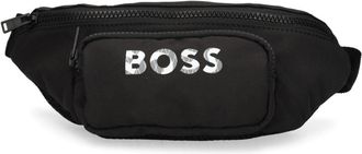 BOSS logo-print belt bag - men - Polyester - One Size - Black