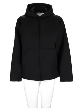 Paolo Pecora Black Hooded Zip-Up Viscose-Blend Jacket