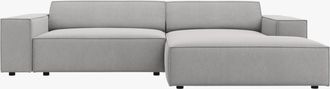 BLOOMINGLOFT 3-Sitzer Design Ecksofa Jodie mit Eckteil rechts - Strukturstoff