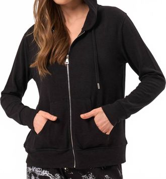 French Kyss Abstract Print Zip Up Hoodie In Black