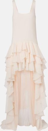 Rotate Abito lungo asimmetrico in chiffon con volant