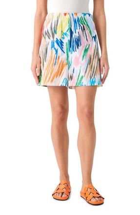 Akris Scribble Print Cotton Poplin Shorts in Cream-Multi at Nordstrom, Size 10