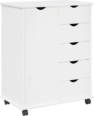 vidaXL Gabinete Rodante 63,5 X 39 X 79 Cm Madera De Pino Macizo Vidaxl