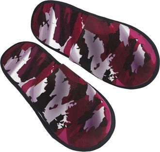 Generic Warm Slipper Pink Camouflage Pattern Home Slipper Comfortable Fluffy Slippers Non-Slip House Shoes For Bedroom Travel Winter L
