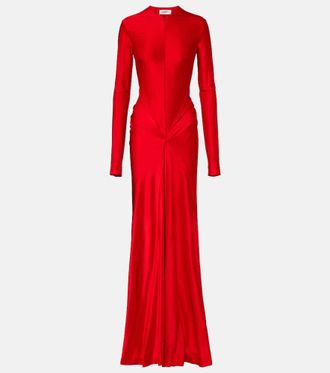 Victoria Beckham Vestido de fiesta de sat&eacute;n fruncido