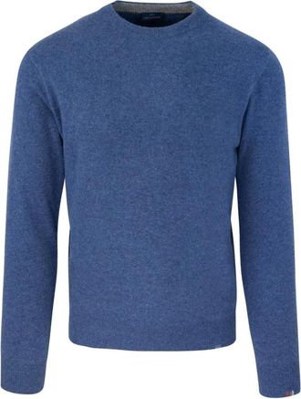 Paul & Shark Blauwe Trui met Ronde Hals - Heren - Ronde hals truien - Blauw - 2XL - Wol - Truien & Vesten