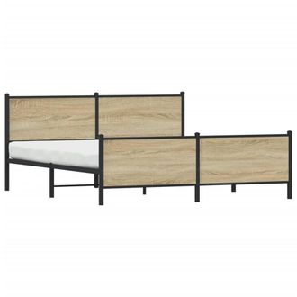 Berkfield Home Metal Bed Frame without Mattress Sonoma Oak 200x200 cm in Light Tan