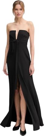 Sandro Ferrone Strapless Maxi Jurk met Strikdetail - Dames - Avondkleed - Zwart - M - Polyester - Kleedjes