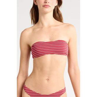 PacSun Emily Stripe Bandeau Bikini Top in Red White Striped at Nordstrom Rack, Size X-Small