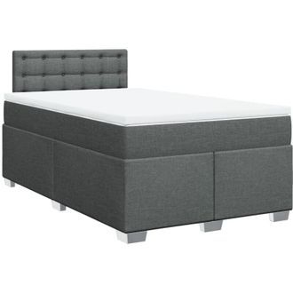 vidaXL Cama Box Spring Con Colch&oacute;n Tela Gris Oscuro 120x200 Cm Vidaxl