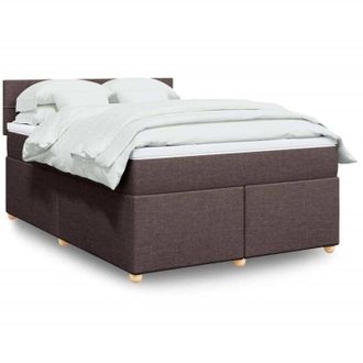 vidaXL Cama Box Spring Con Colch&oacute;n Tela Marr&oacute;n Oscuro 140x200 Cm Vidaxl