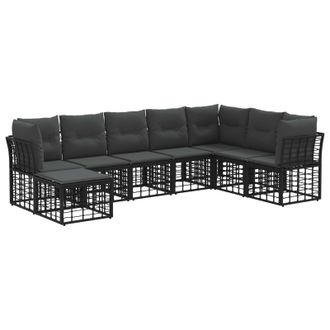 vidaXL Conjunto De Sof&aacute;s De Exterior Negro Poli&eacute;ster Vidaxl