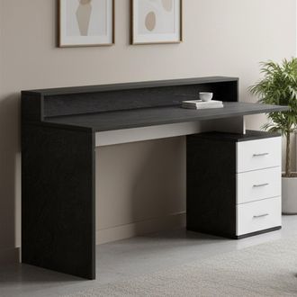 Dmora Escritorio Svevo, Escritorio Con Tapa, Escritorio De Oficina Multiusos, Escritorio Multiposici&oacute;n Que Ahorra Espacio, 160x60h90 Cm, Blanco Y Antracita 