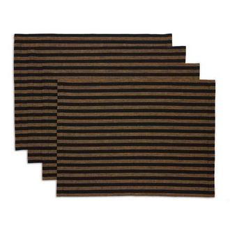 Solino Home Linen Placemats - Amalfi Stripe, 14 x 19 in Brown Sugar And Black at Nordstrom, Size Medium