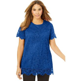 Jessica London Stretch Lace Tunic in Dark Sapphire at Nordstrom, Size 20