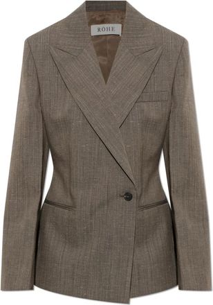 R&oacute;he Dubbele rij knopen blazer met enkele split - Dames - Blazers - Bruin - 2XS - Wol - Jassen