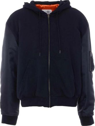 Maison Margiela Hybrid Bomber Hoodie - Heren - Vesten met rits - Zwart - XL - Katoen - Hoodies & sweatvesten