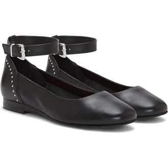 Lucky Brand Melsin Ballet Flats Womens B Black Ankle Strap Shoes HTAT1218