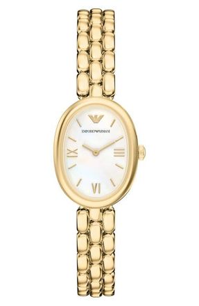Emporio Armani Small Sinfonia Mother-of-Pearl Bracelet Watch, 22mm x 28.2mm in Gold at Nordstrom