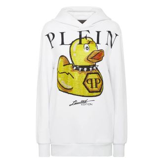 Philipp Plein Hooded Sweatshirt Duck - Dames - Hoodies - Wit - XS - Katoen - Hoodies & sweatvesten