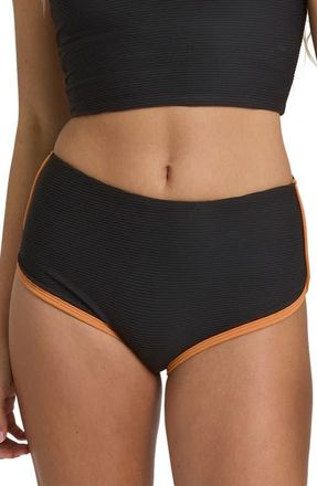Billabong Tanlines Contrast Piping Bikini Bottoms in Black at Nordstrom, Size X-Small