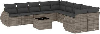 vidaXL Set De Sof&aacute;s De Jard&iacute;n 11 Pzas Y Cojines Rat&aacute;n Sint&eacute;tico Gris Vidaxl