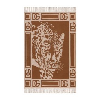Dolce & Gabbana Winter Scarves, unisex, Brown, Size: ONE SIZE Plaid in Cashmere Jacquard