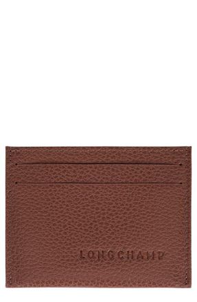 Longchamp Le Foulonn&eacute; Leather Card Case in Coffee at Nordstrom