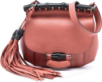Gucci Pre-owned Gucci Small Leather Bamboo Nouveau Fringe Crossbody 347104A.520981