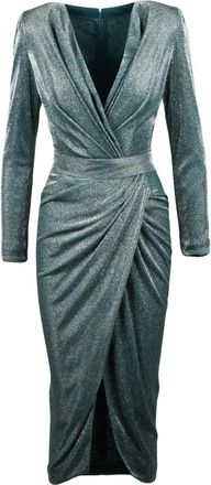 Rhea Costa Lange jurk met ruches - Dames - Wikkelkleedje - Groen - S - Kleedjes