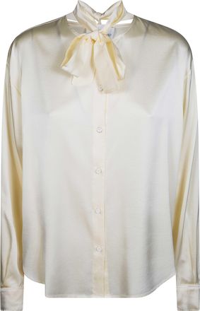 Forte_Forte Heavy Stretch Silk Satin Bow Collar Blouse