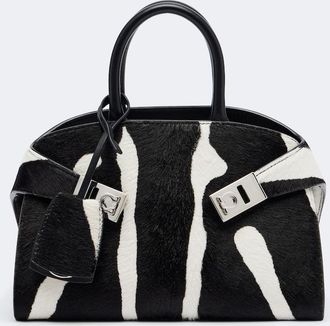 Ferragamo Hug Small zebra print top-handle bag
