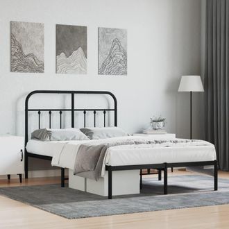 vidaXL Estructura Cama Sin Colch&oacute;n Con Cabecero Metal Negro 120x190 Cm Vidaxl