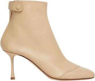 Francesco Russo Chaussures - Dames - Laarzen met Hak - Beige - 37 EU - Leer - Schoenen
