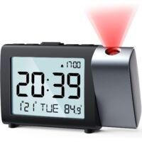 OEM Orologio Digitale A Proiezione: Display Lcd Nitido Con Indicazione Di Temperatura, Data, Formato Orario 12/24 Ore E Luminosit&agrave; Regolabile. Sveglia Da 
