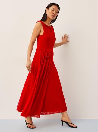 Icone Womens Twisted details maxi micromesh dress