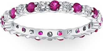 Pompeii3 1 cttw Ruby & Diamond Wedding Eternity Stackable Ring 10k White Gold