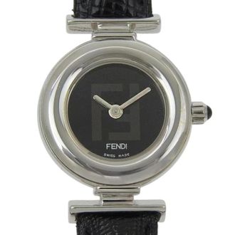 Fendi Pre-owned Stainless Steel Case Leather Strap Watch 320L - Dames - Vintage Horloges - Zwart - ONE Size - Leer - Vintage