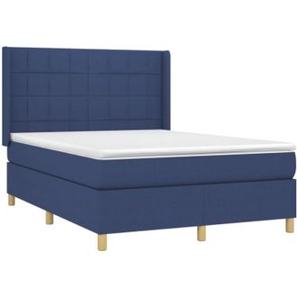 vidaXL Vidaxl - Cama Box Spring Colch&oacute;n Y Luces Led Tela Azul 140x200 Cm