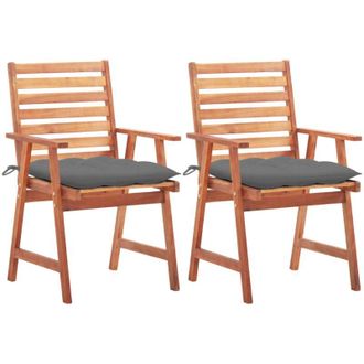 vidaXL Vidaxl - Sillas Comedor De Jard&iacute;n 2 Uds Madera Maciza Acacia Y Cojines