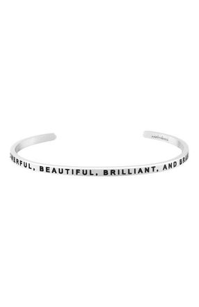 Mantra Powerful, Beautiful, Brilliant, And Brave bracelet in Silver at Nordstrom
