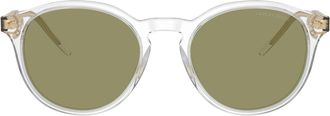 Giorgio Armani Olive Green 0ar8211 Translucent Acetate Round Sunglasses