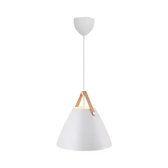 Nordlux Modern Indoor Pendant Light White Metal E27 Brown & Black Strap - Mains Powered, IP20