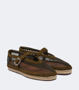 Alaia Suede-trimmed fishnet espadrilles