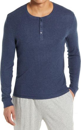 Tommy John Long Sleeve Henley Lounge Shirt in Dress Blues Heather at Nordstrom, Size Medium