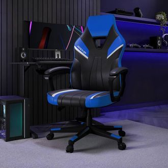X Rocker Tempest Ergonomic PC Office Gaming Chair with Extra Wide Seat in Blue