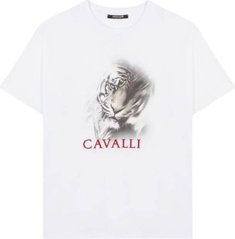 Roberto Cavalli Tiger Graphic Print Cotton T-Shirt, Size X-Large